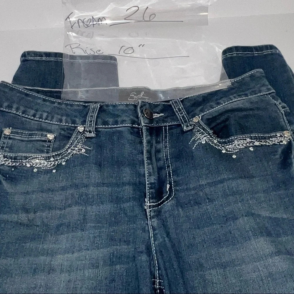 Earl Jeans, 8 mid rise skinny ankle. Embellished jeweled studs pockets - Picture 5 of 10